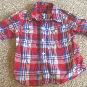 GAP Kids Red and Blue Plaid Button Down Shirt